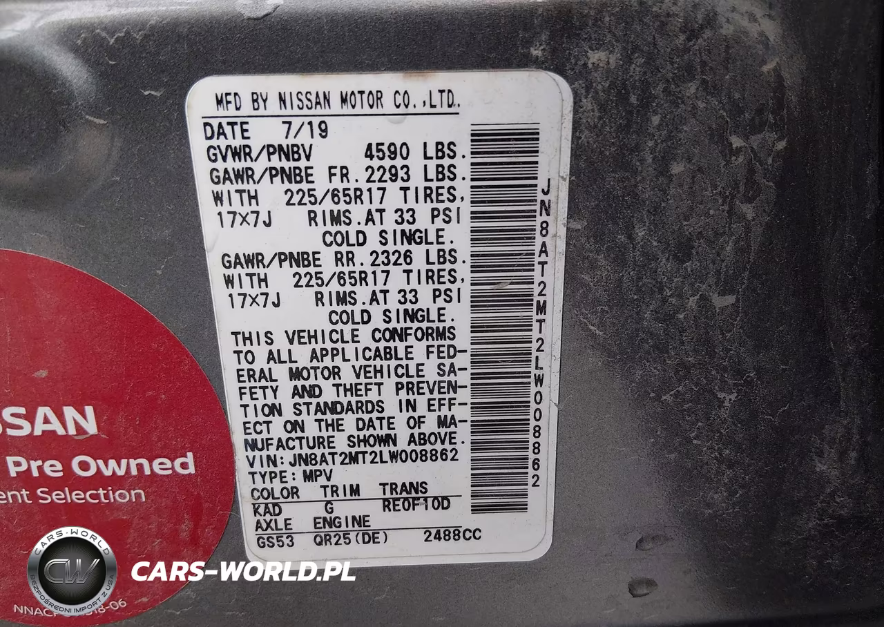 2020 Nissan Rogue S Fwd VIN:JN8AT2MT2LW008862 - 9