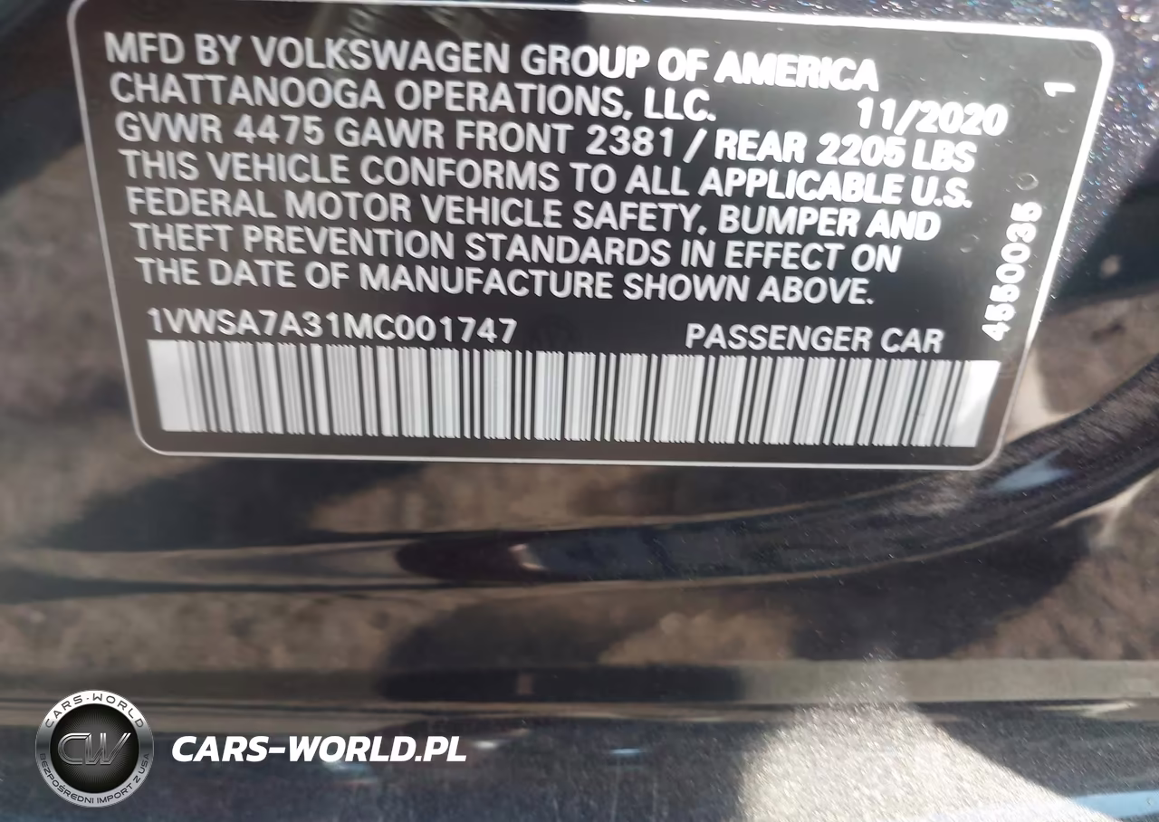 2021 Volkswagen Passat 2.0T Se VIN:1VWSA7A31MC001747 - 9