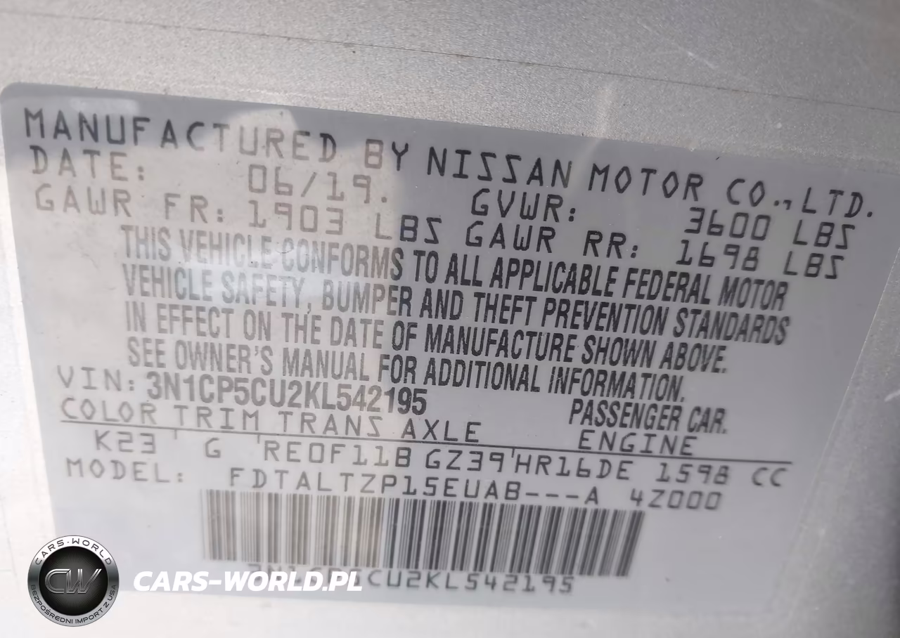 2019 Nissan Kicks Sr VIN:3N1CP5CU2KL542195 - 9