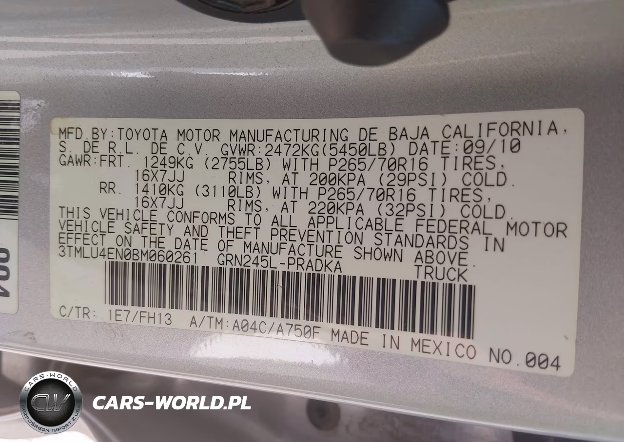 2011 Toyota Tacoma Base V6 VIN:3TMLU4EN0BM060261 - 9