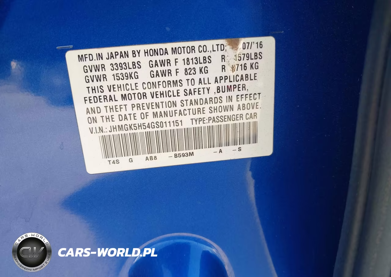 2016 Honda Fit Lx VIN:JHMGK5H54GS011151 - 9