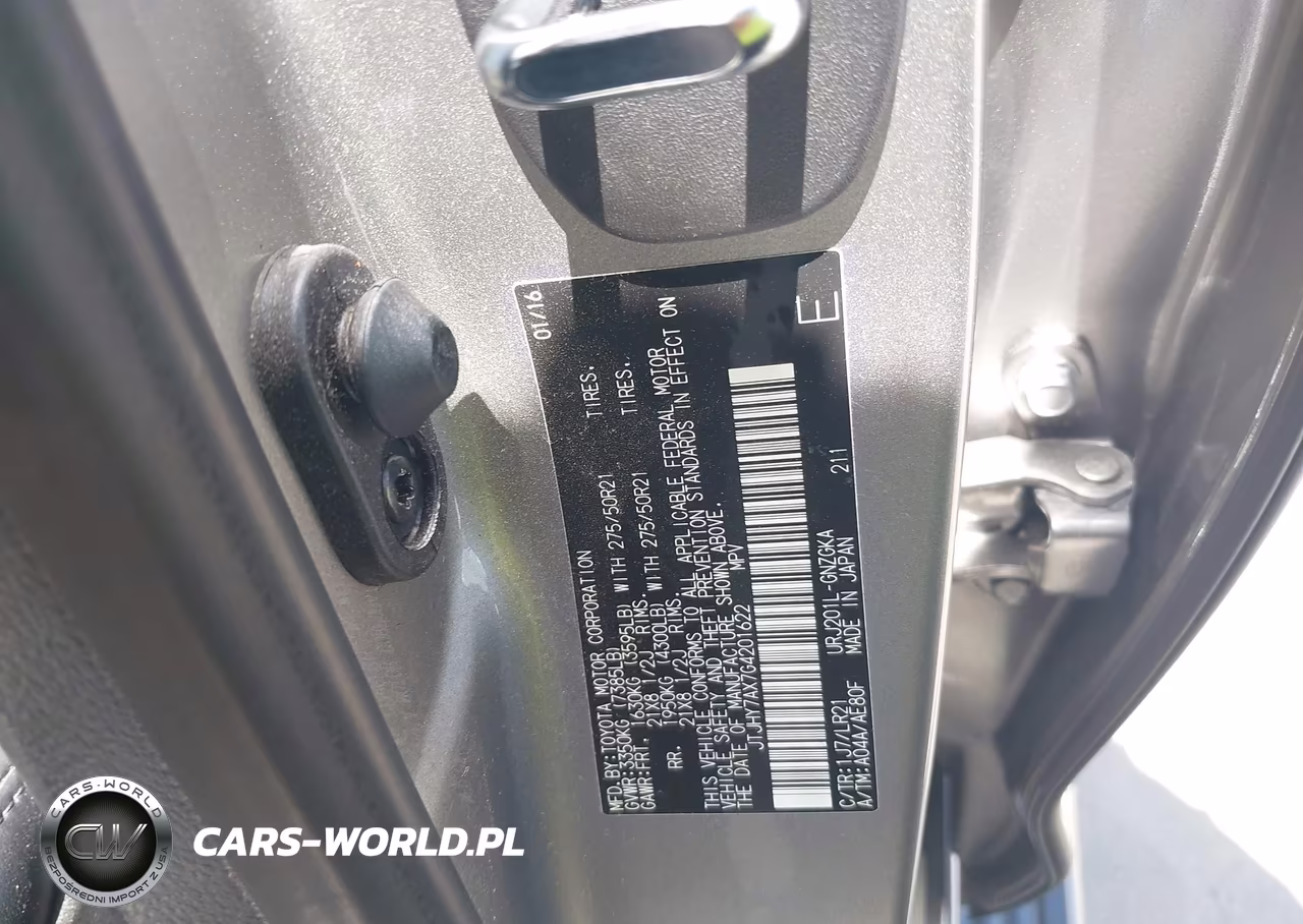 2016 Lexus Lx 570 VIN:JTJHY7AX7G4201622 - 9
