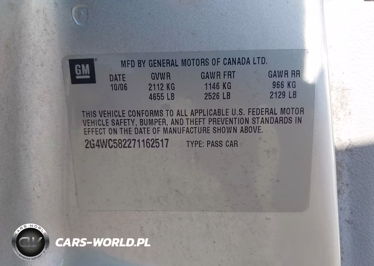 2007 Buick Lacrosse Cx VIN:2G4WC582271162517 - 9
