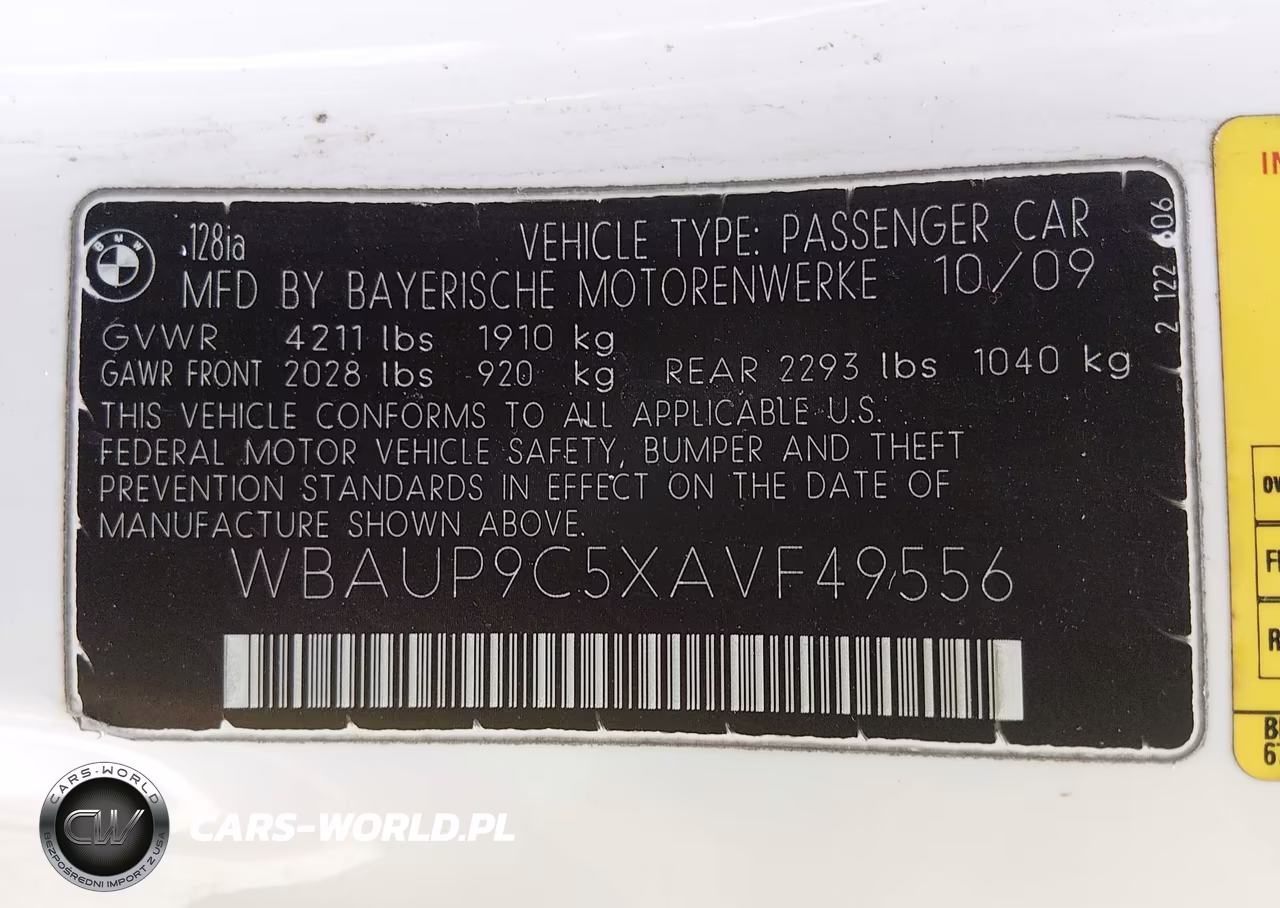 2010 BMW 128I VIN:WBAUP9C5XAVF49556 - 9