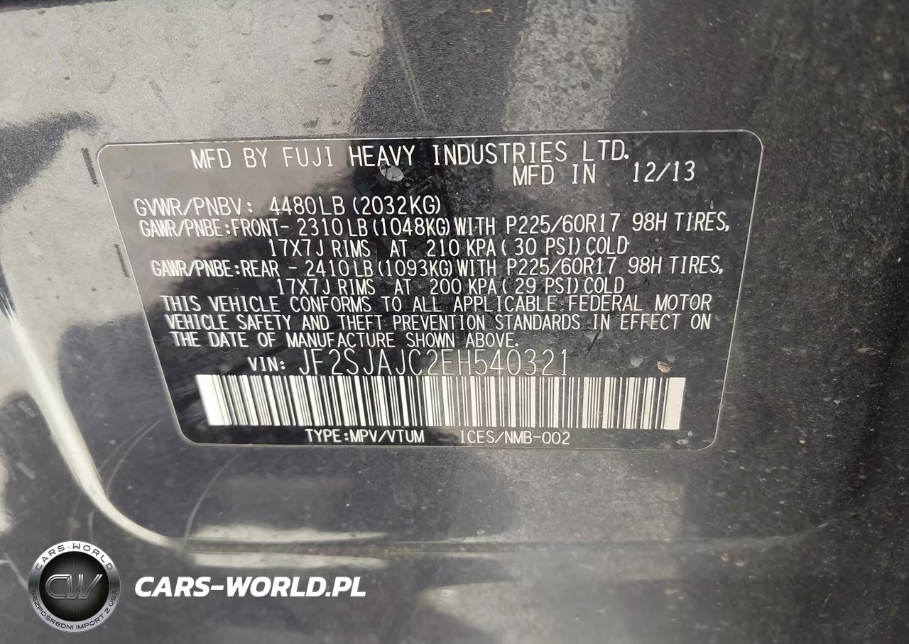 2014 Subaru Forester 2.5I Limited VIN:JF2SJAJC2EH540321 - 9