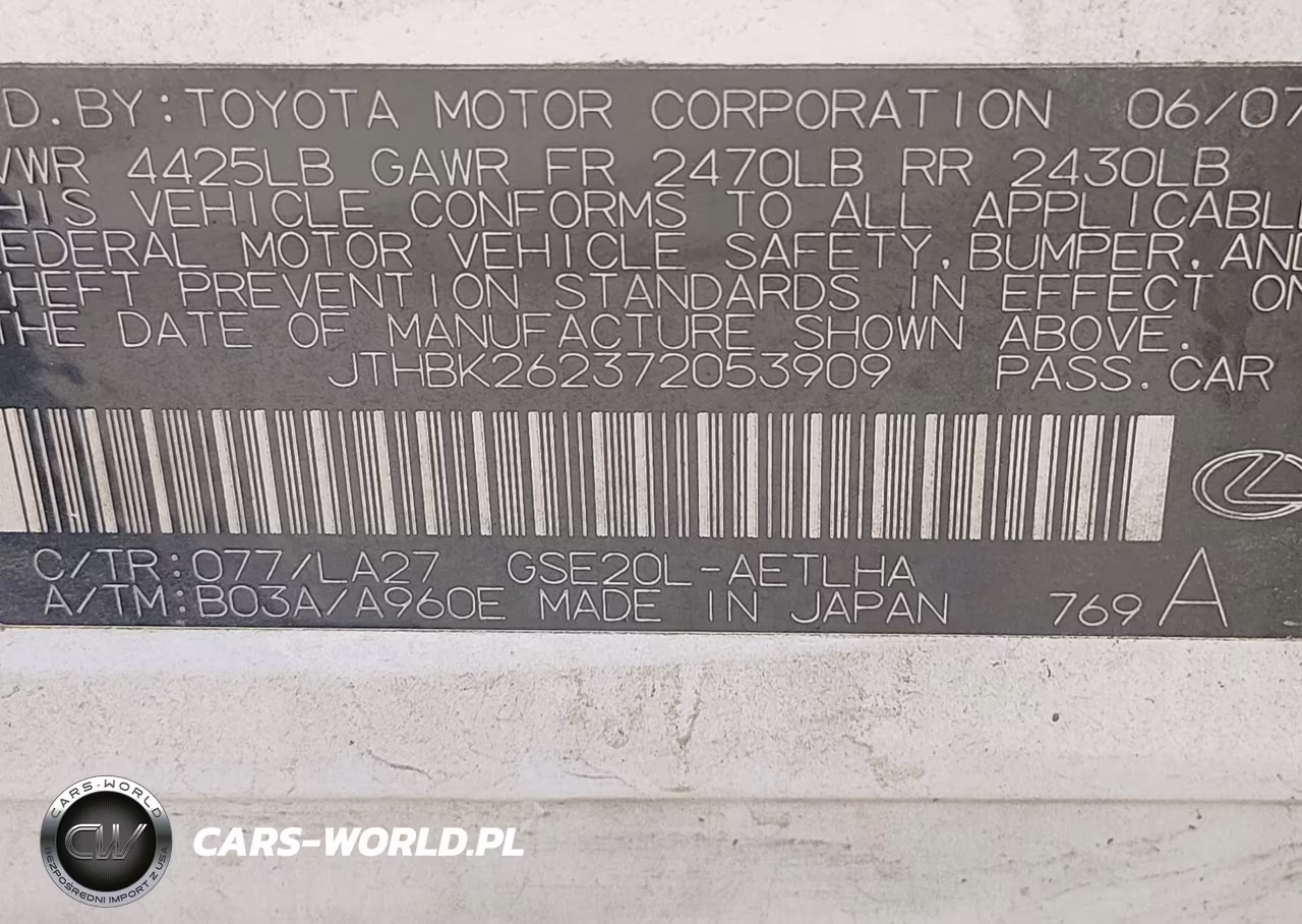 2007 Lexus Is 250 VIN:JTHBK262372053909 - 9