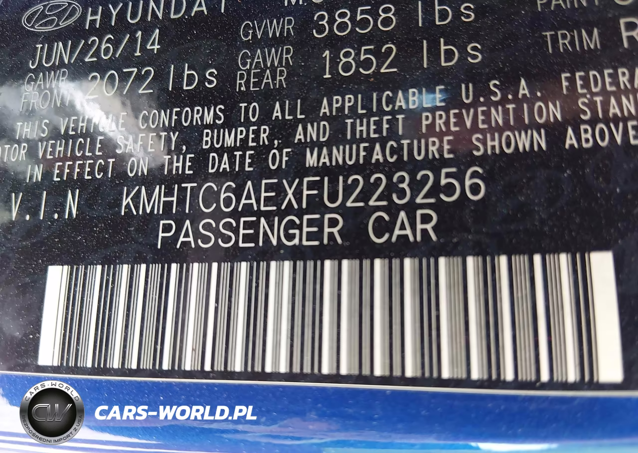 2015 Hyundai Veloster Turbo VIN:KMHTC6AEXFU223256 - 9