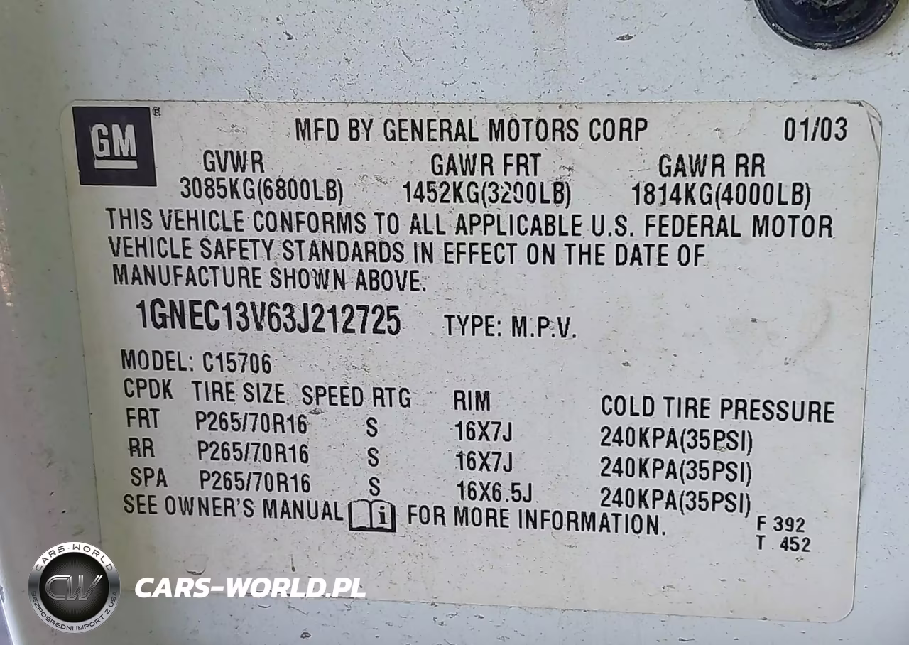 2003 Chevrolet Tahoe Ls VIN:1GNEC13V63J212725 - 9