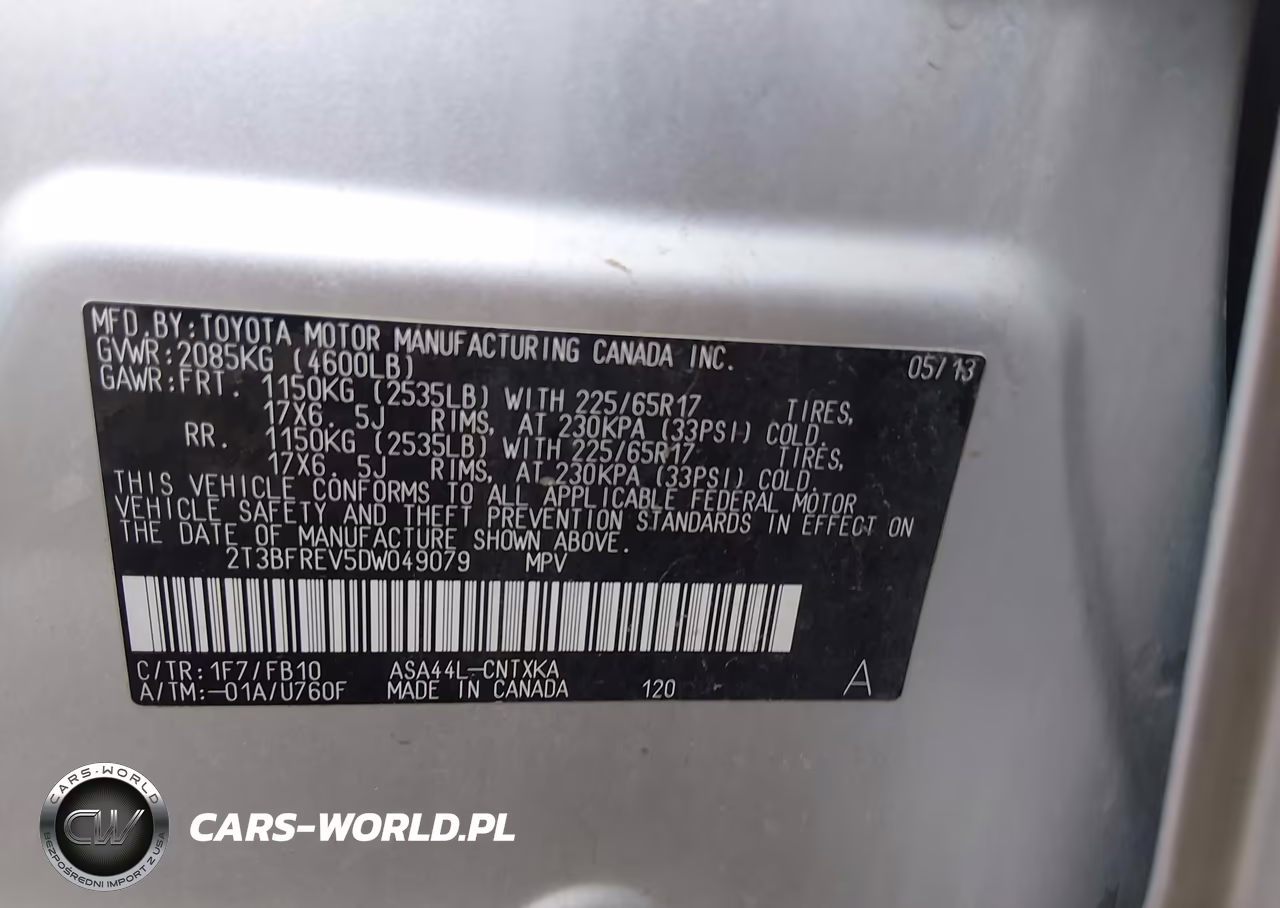 2013 Toyota Rav4 Le VIN:2T3BFREV5DW049079 - 9
