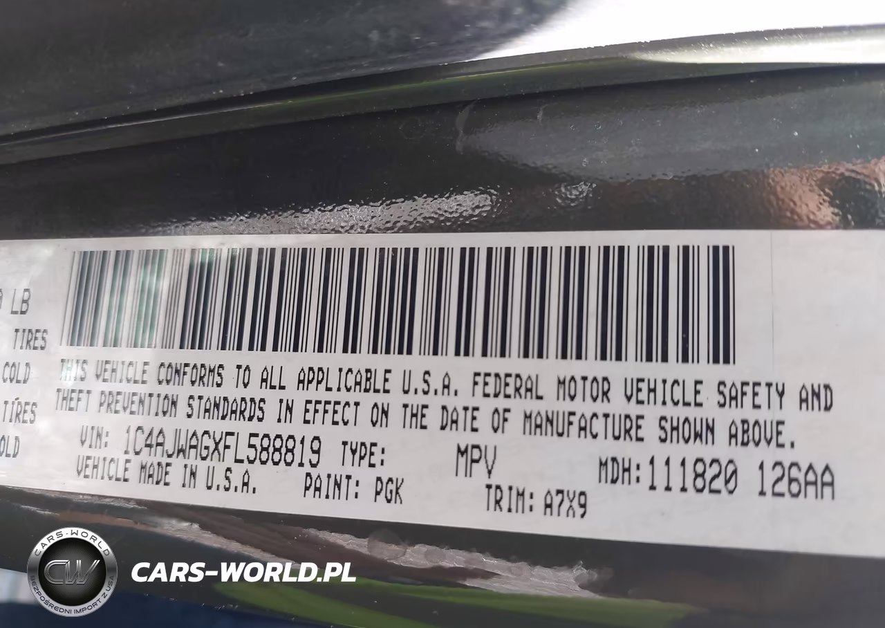 2015 Jeep Wrangler Sport VIN:1C4AJWAGXFL588819 - 9
