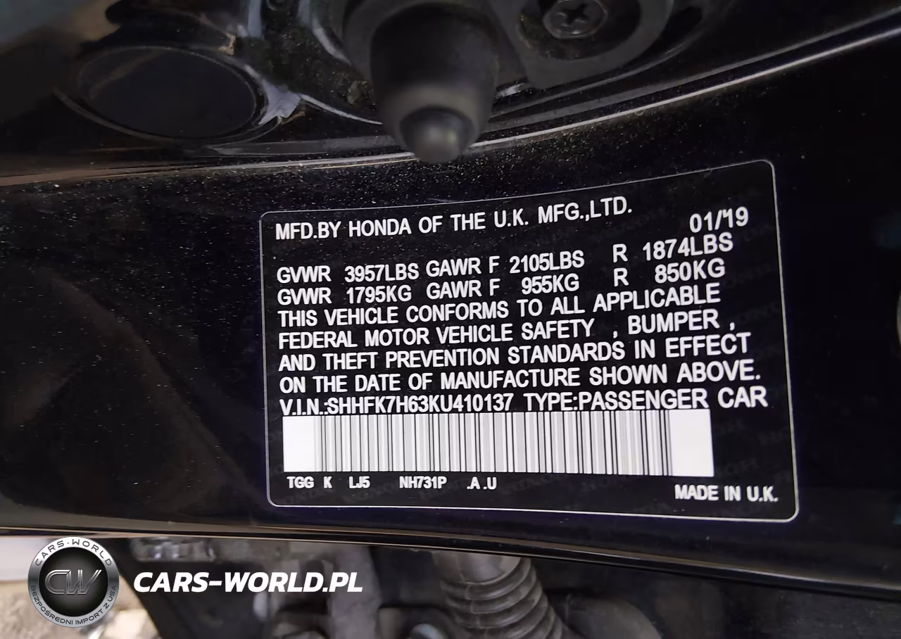 2019 Honda Civic Ex VIN:SHHFK7H63KU410137 - 9