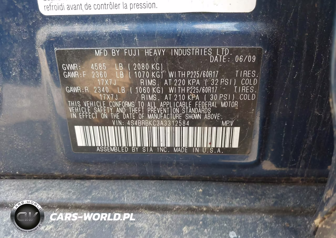 2010 Subaru Outback 2.5I Limited VIN:4S4BRBKC3A3312584 - 9