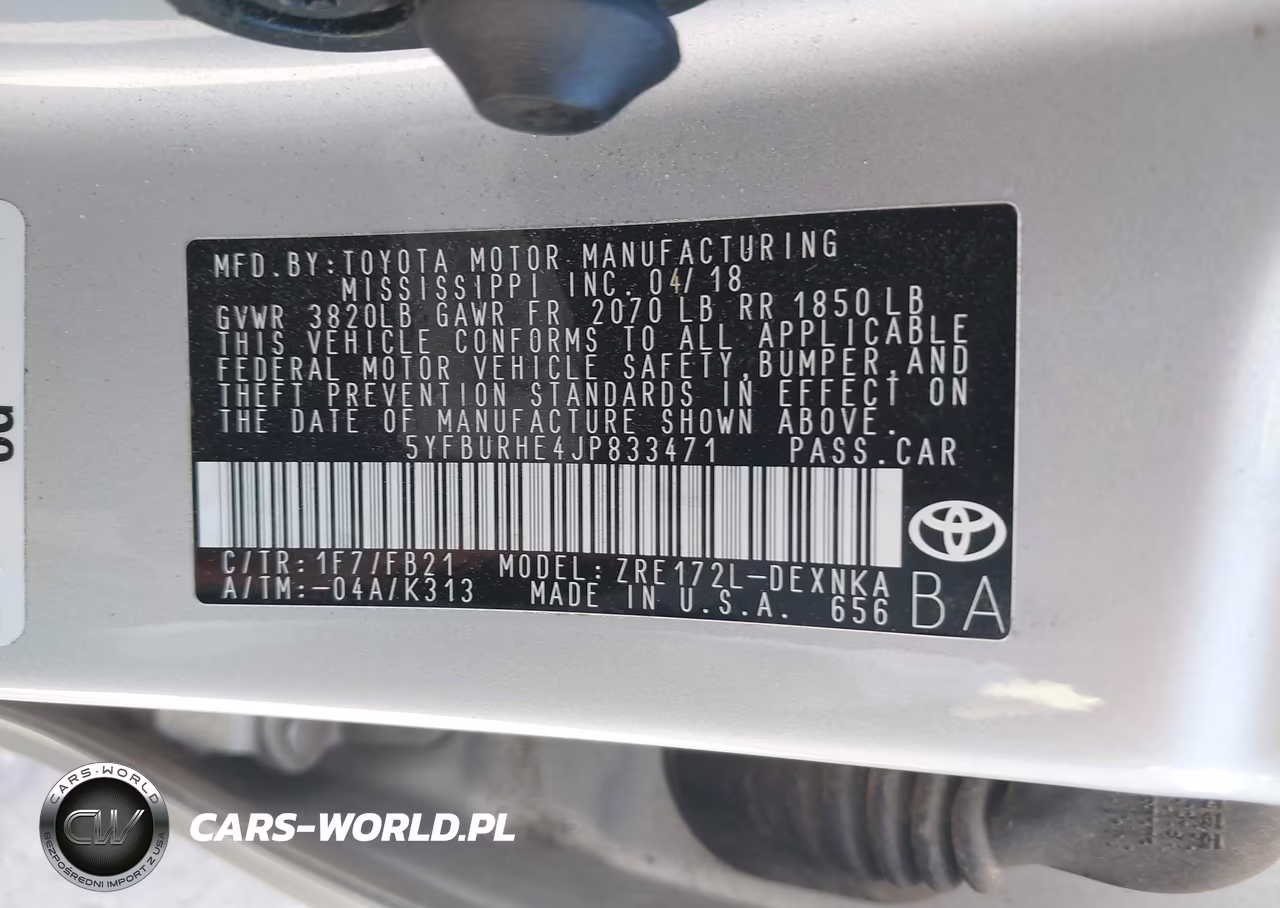 2018 Toyota Corolla Le VIN:5YFBURHE4JP833471 - 9
