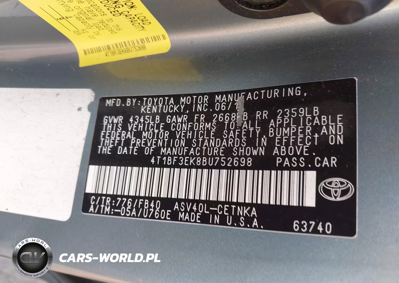 2011 Toyota Camry Le VIN:4T1BF3EK8BU752698 - 9