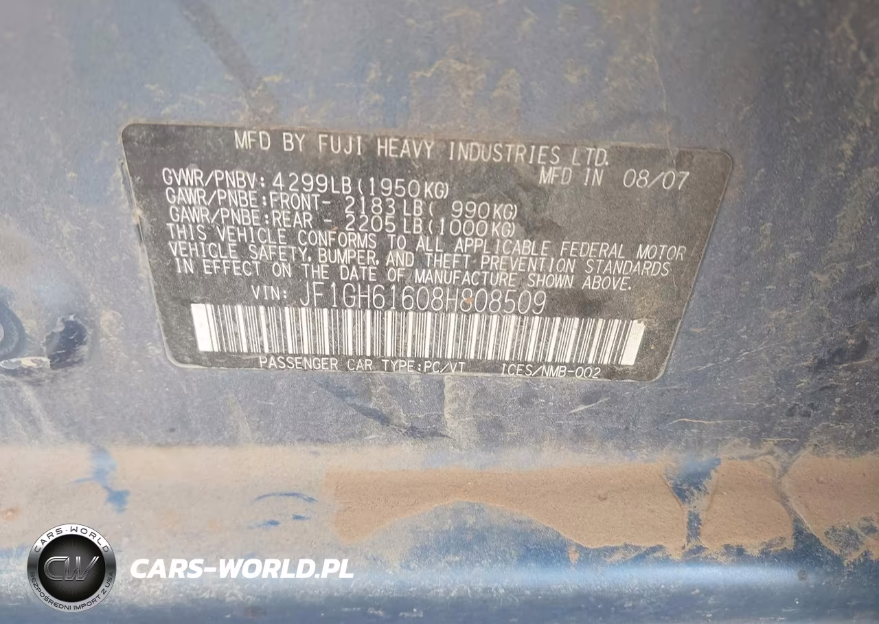 2008 Subaru Impreza 2.5I VIN:JF1GH61608H808509 - 9