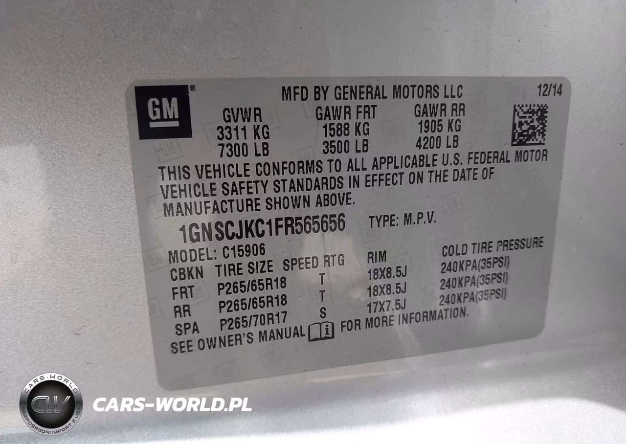 2015 Chevrolet Suburban Lt VIN:1GNSCJKC1FR565656 - 9