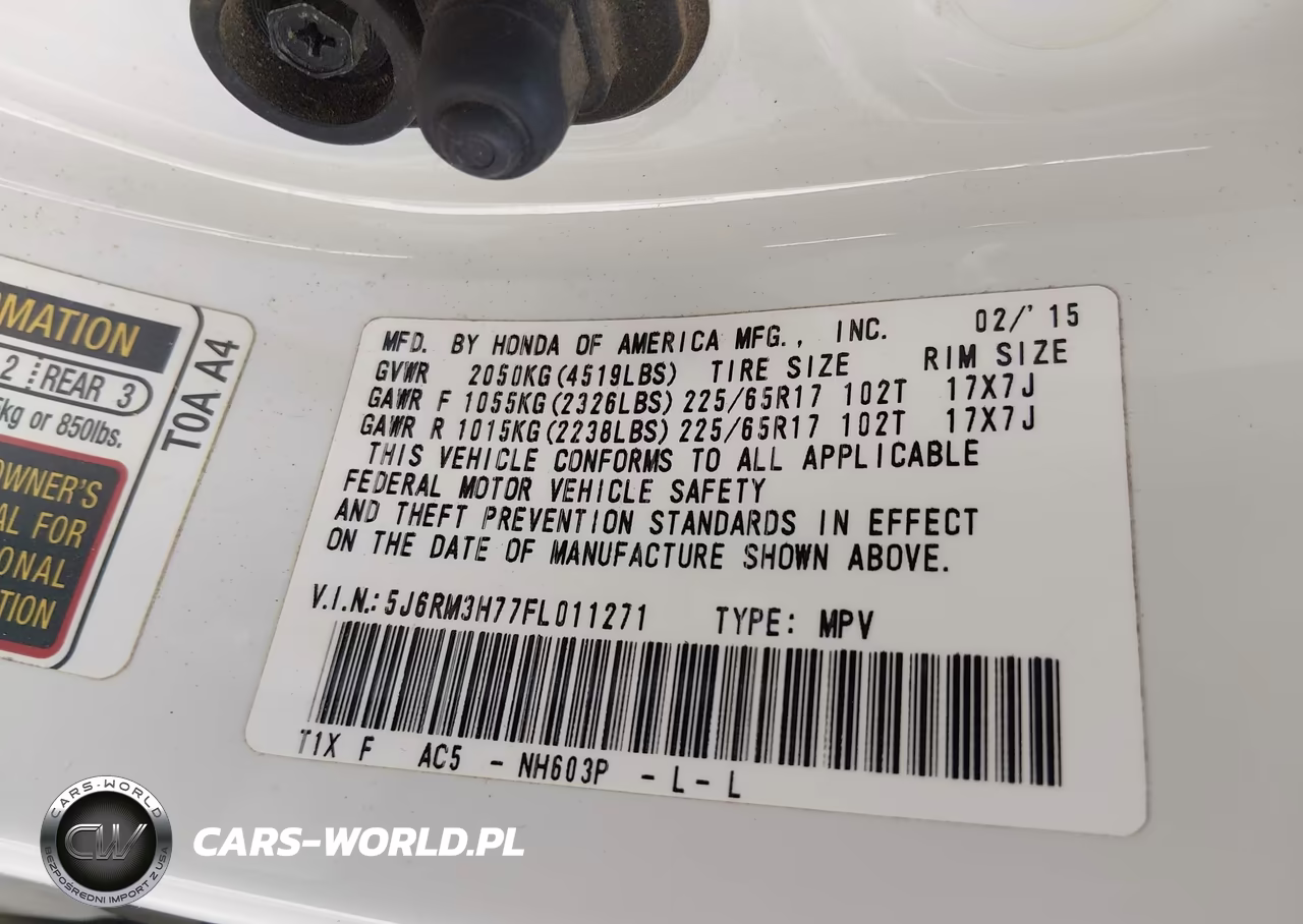 2015 Honda Cr-V Ex-L VIN:5J6RM3H77FL011271 - 9