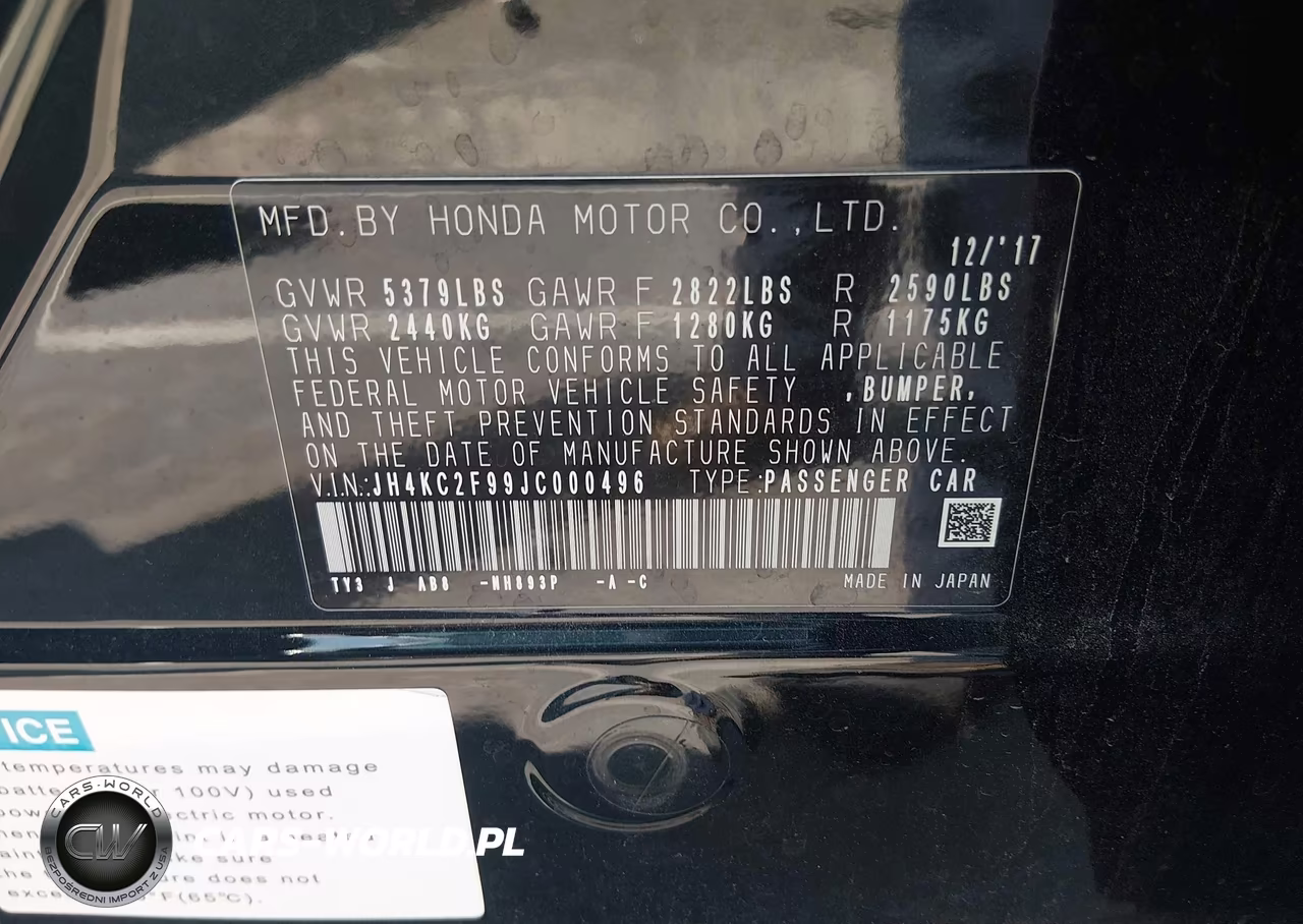 2018 Acura Rlx Sport Hybrid Advance Package VIN:JH4KC2F99JC000496 - 9