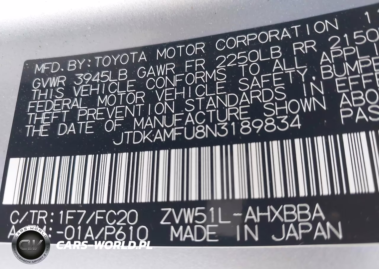 2022 Toyota Prius L VIN:JTDKAMFU8N3189834 - 9