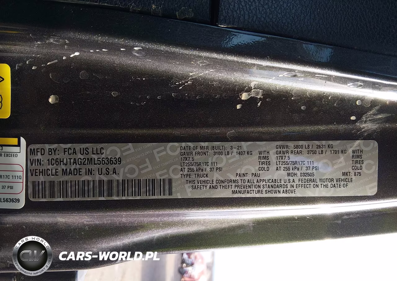 2021 Jeep Gladiator Willys 4X4 VIN:1C6HJTAG2ML563639 - 9