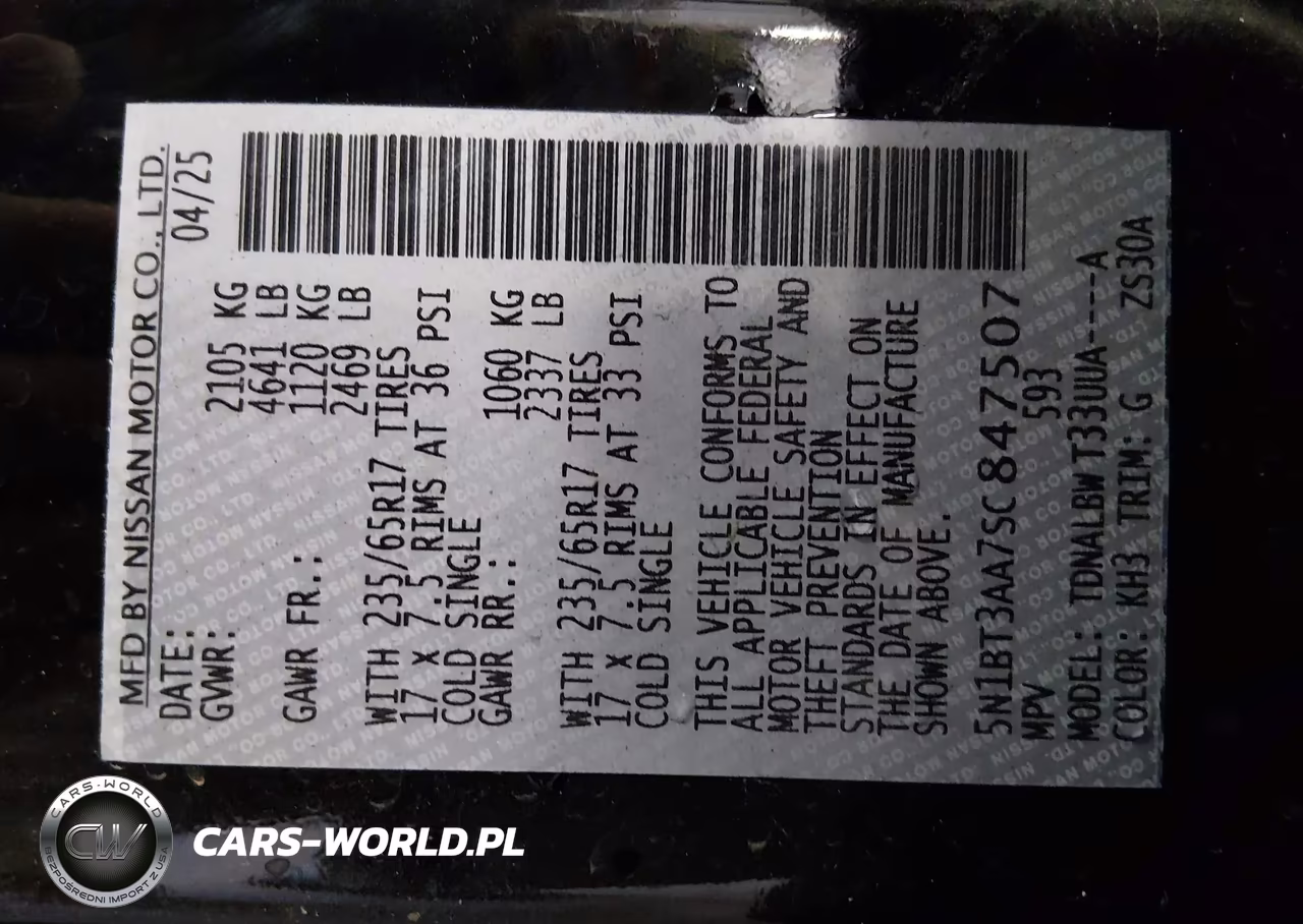 2025 Nissan Rogue S Fwd VIN:5N1BT3AA7SC847507 - 9