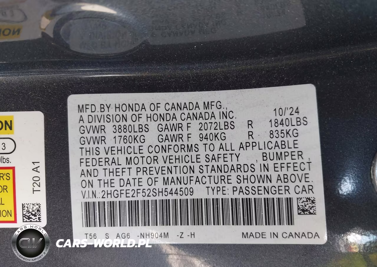 2025 Honda Civic Sport VIN:2HGFE2F52SH544509 - 9