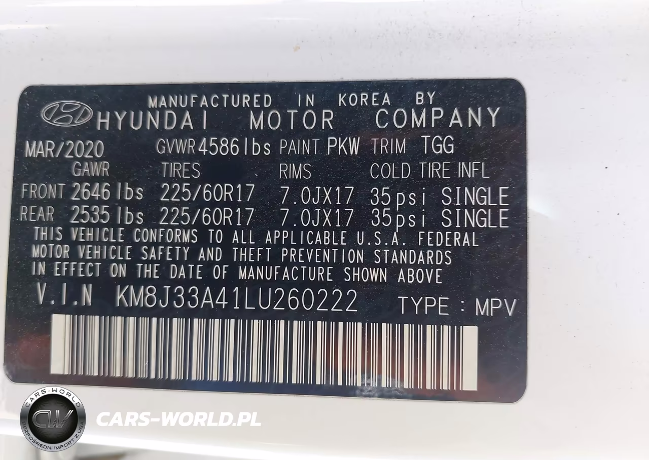 2020 Hyundai Tucson Value VIN:KM8J33A41LU260222 - 9