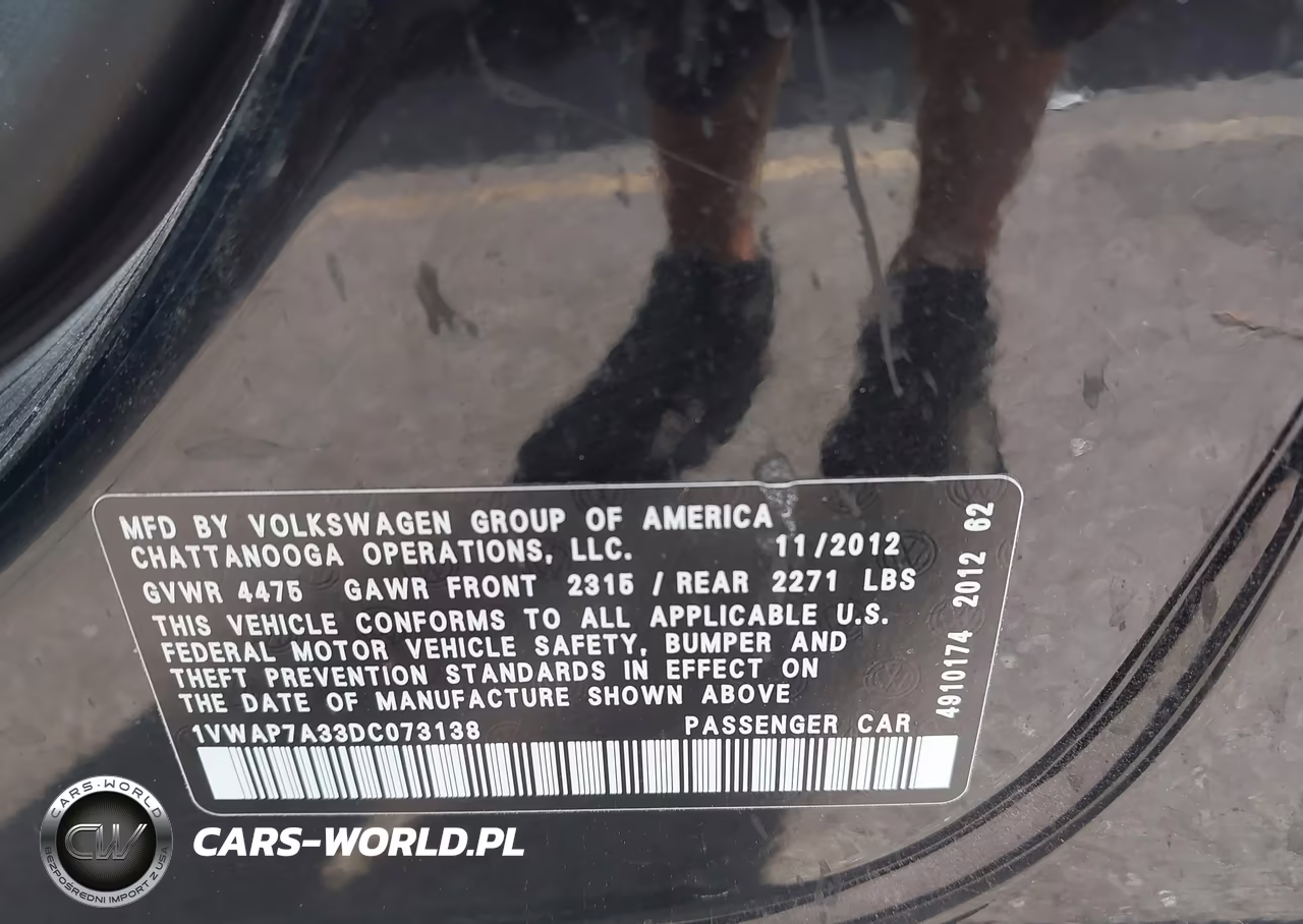 2013 Volkswagen Passat 2.5L S VIN:1VWAP7A33DC073138 - 9