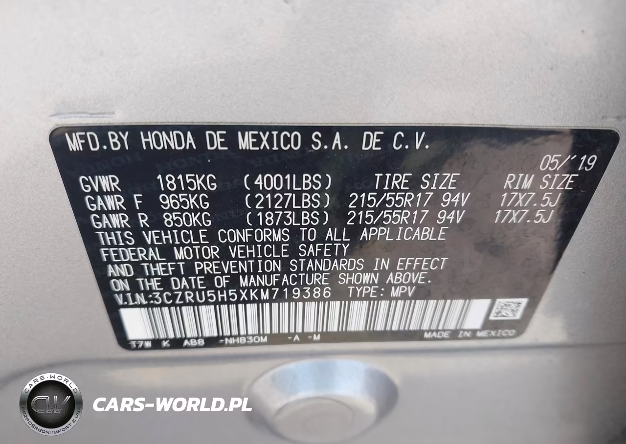 2019 Honda Hr-V Ex VIN:3CZRU5H5XKM719386 - 9