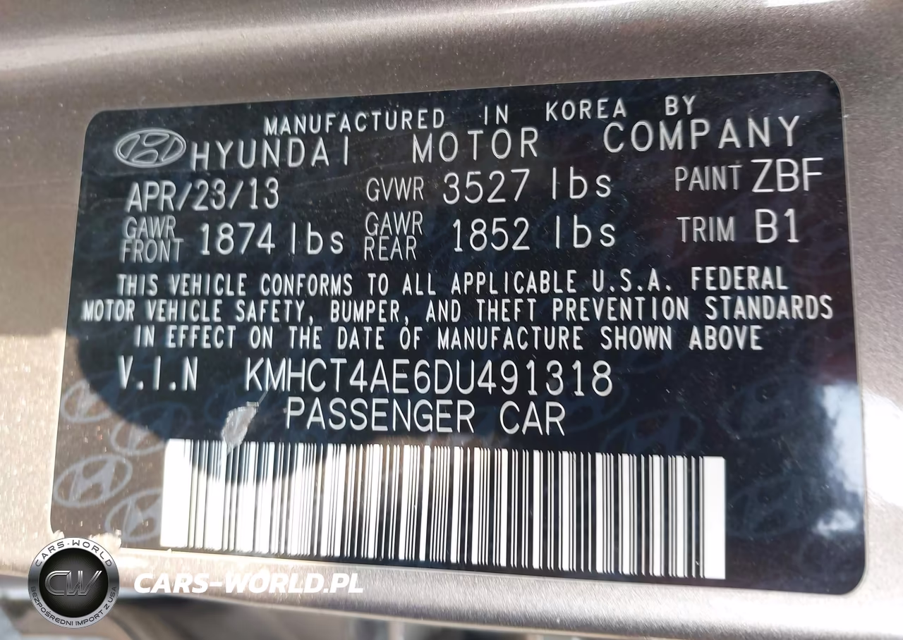 2013 Hyundai Accent Gls VIN:KMHCT4AE6DU491318 - 9