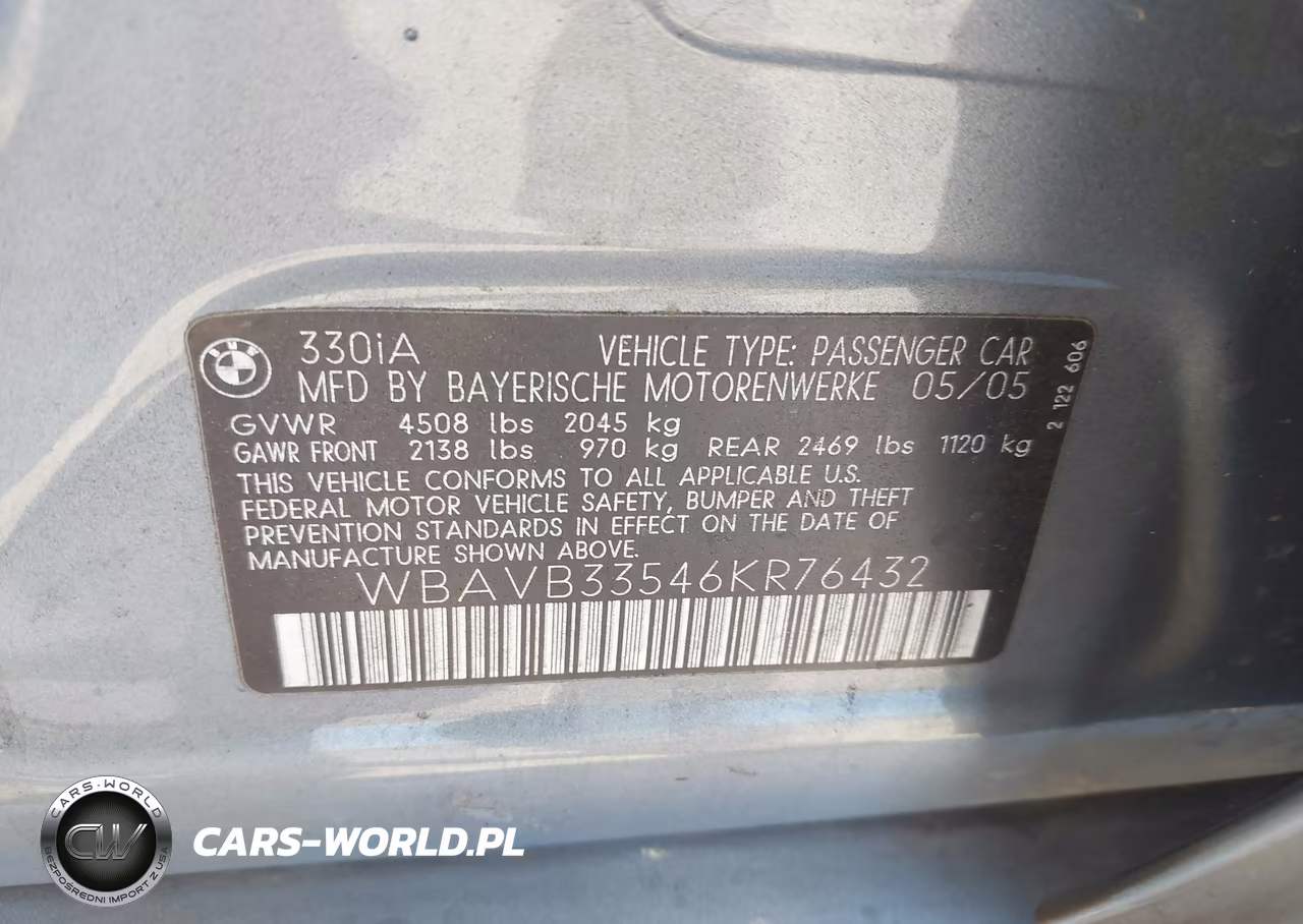 2006 BMW 330I VIN:WBAVB33546KR76432 - 9
