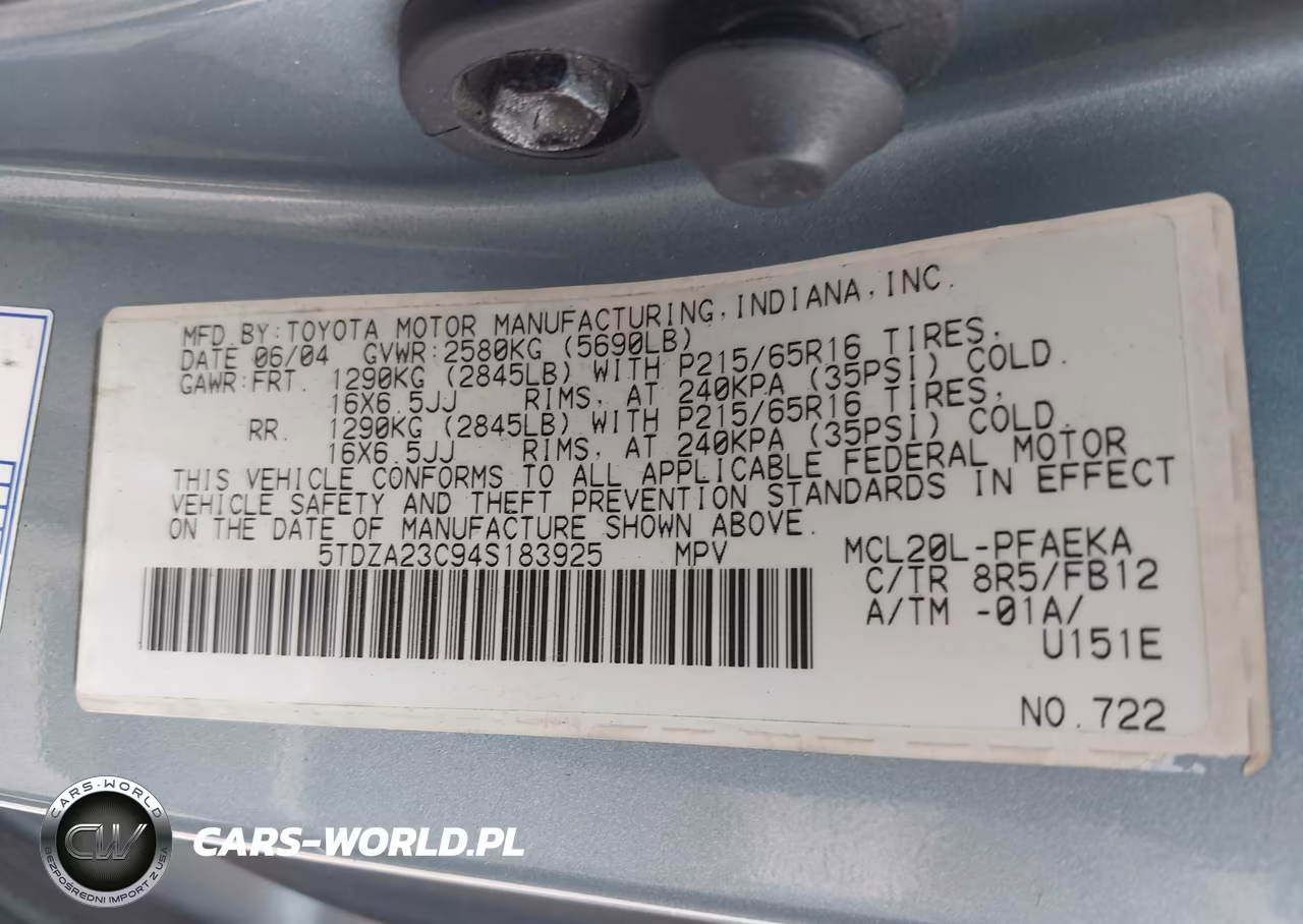 2004 Toyota Sienna Le VIN:5TDZA23C94S183925 - 9