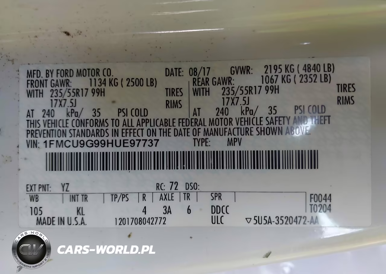 2017 Ford Escape Se VIN:1FMCU9G99HUE97737 - 9