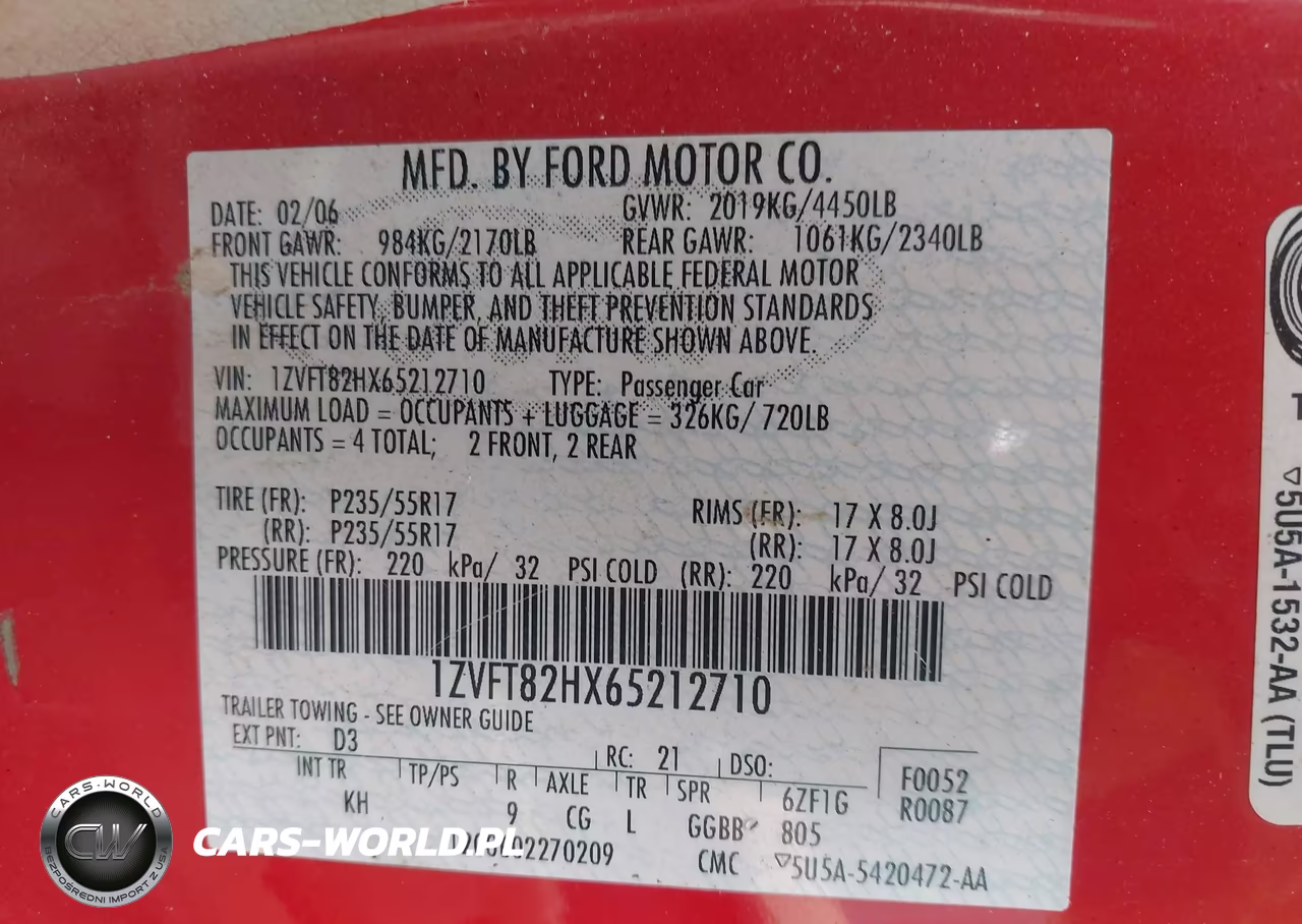 2006 Ford Mustang Gt VIN:1ZVFT82HX65212710 - 8