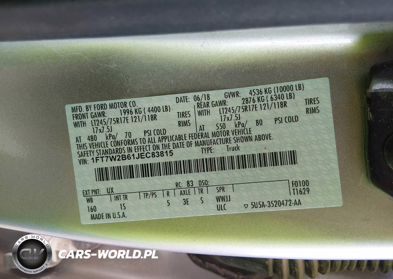 2018 Ford F-250 Xl VIN:1FT7W2B61JEC83815 - 9