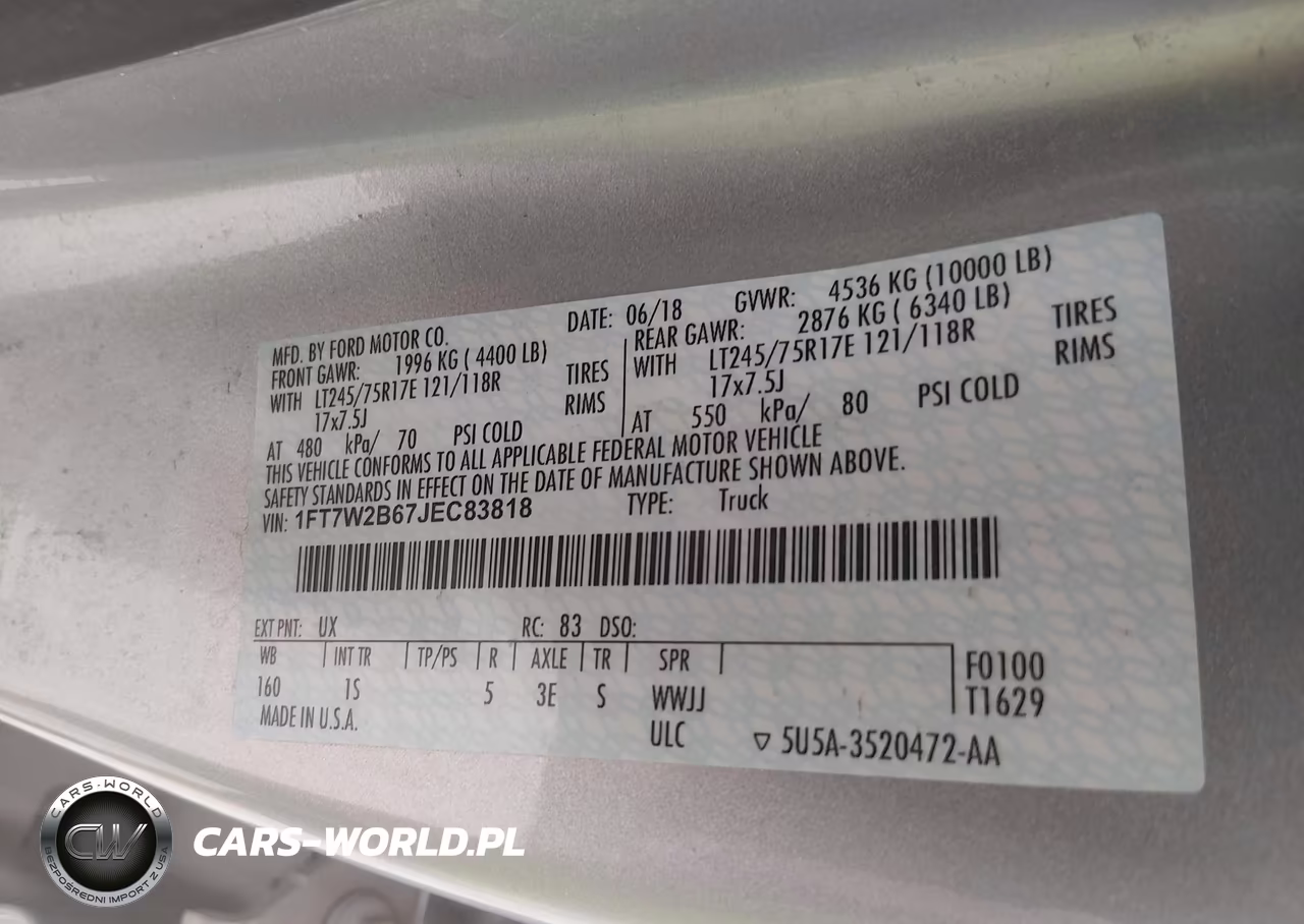 2018 Ford F-250 Xl VIN:1FT7W2B67JEC83818 - 9