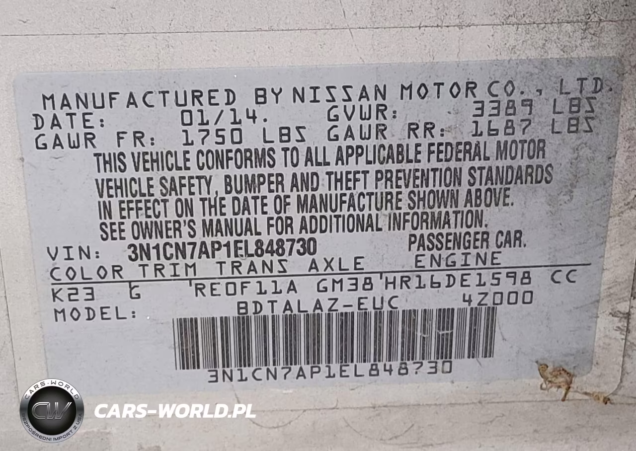 2014 Nissan Versa 1.6 S+ VIN:3N1CN7AP1EL848730 - 9