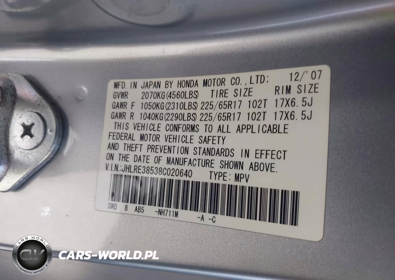 2008 Honda Cr-V Ex VIN:JHLRE38538C020640 - 9