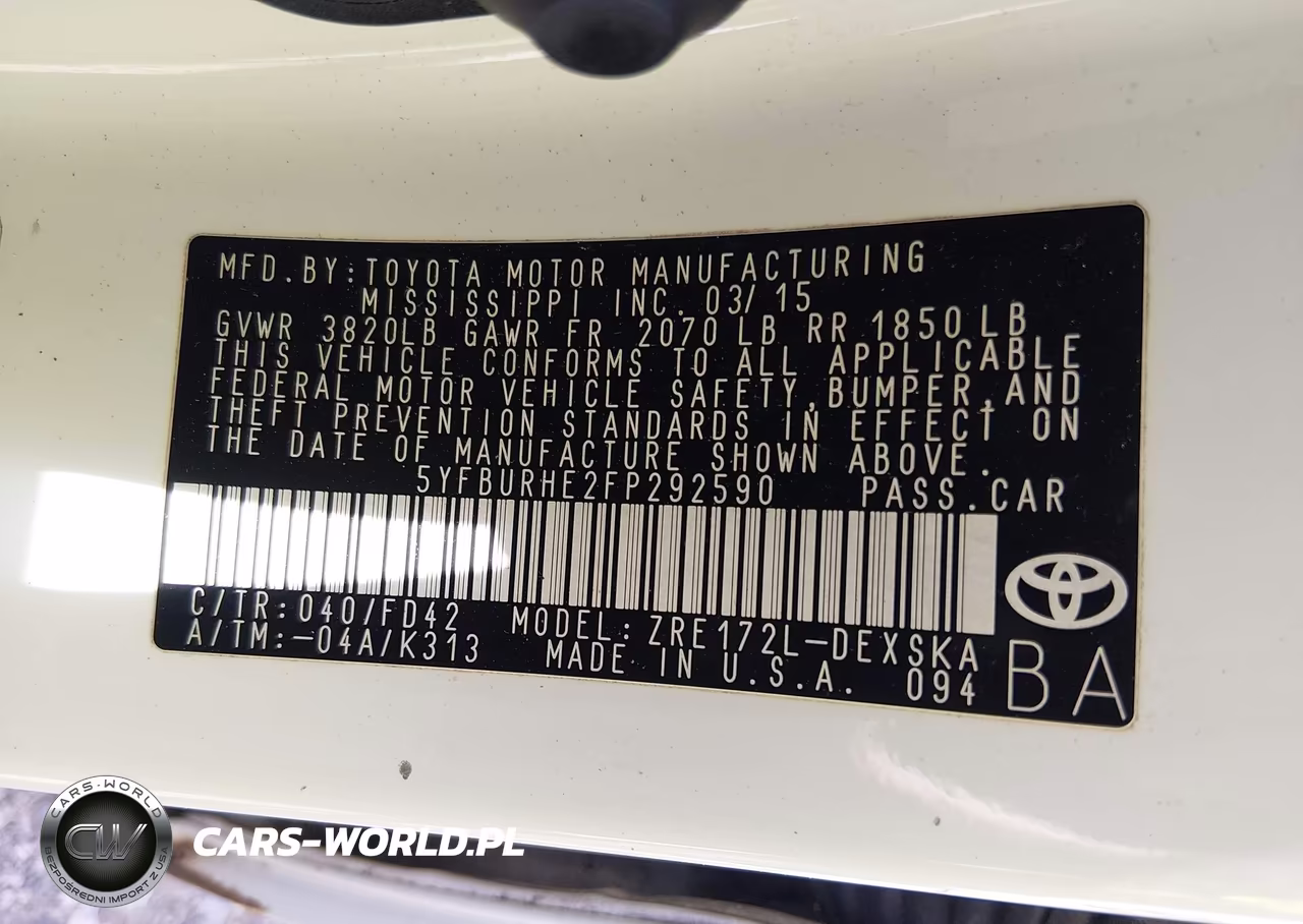 2015 Toyota Corolla S Plus VIN:5YFBURHE2FP292590 - 9