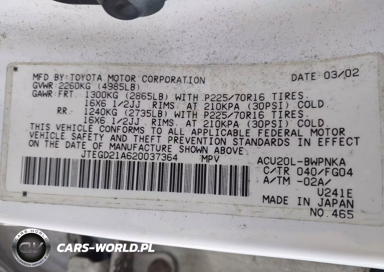 2002 Toyota Highlander VIN:JTEGD21A620037364 - 9