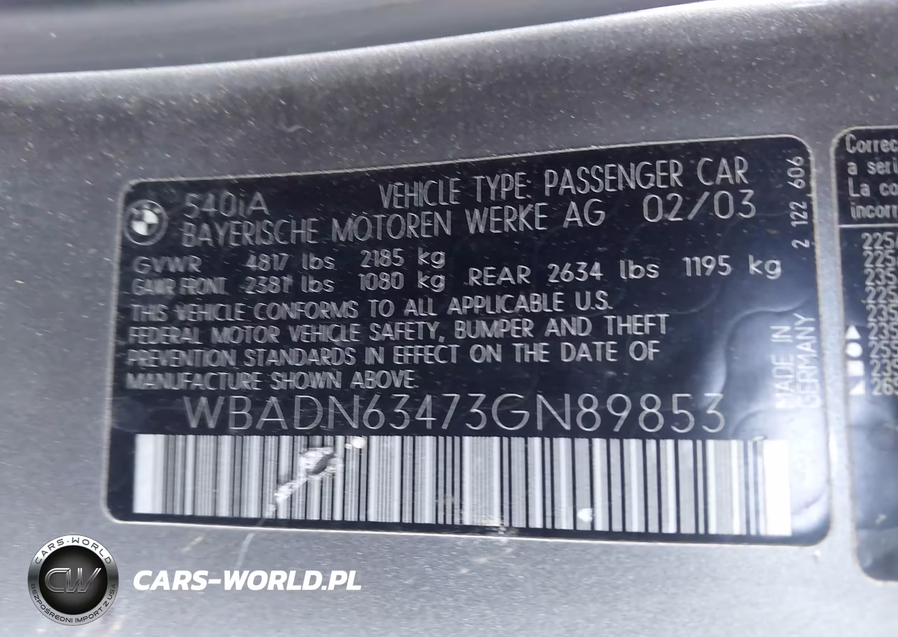 2003 BMW 540Ia VIN:WBADN63473GN89853 - 9