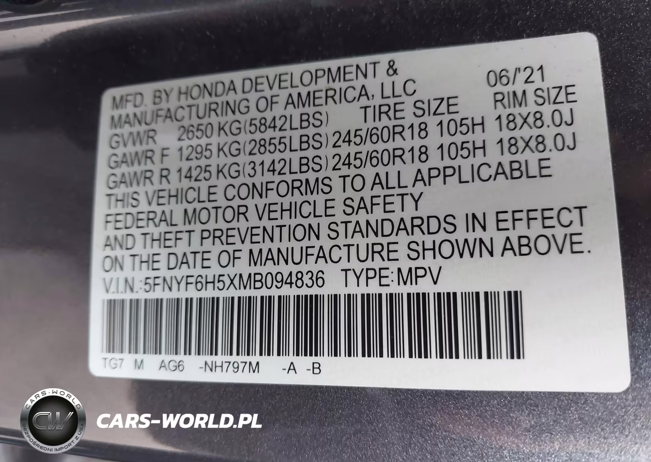 2021 Honda Pilot Awd Ex-L VIN:5FNYF6H5XMB094836 - 9