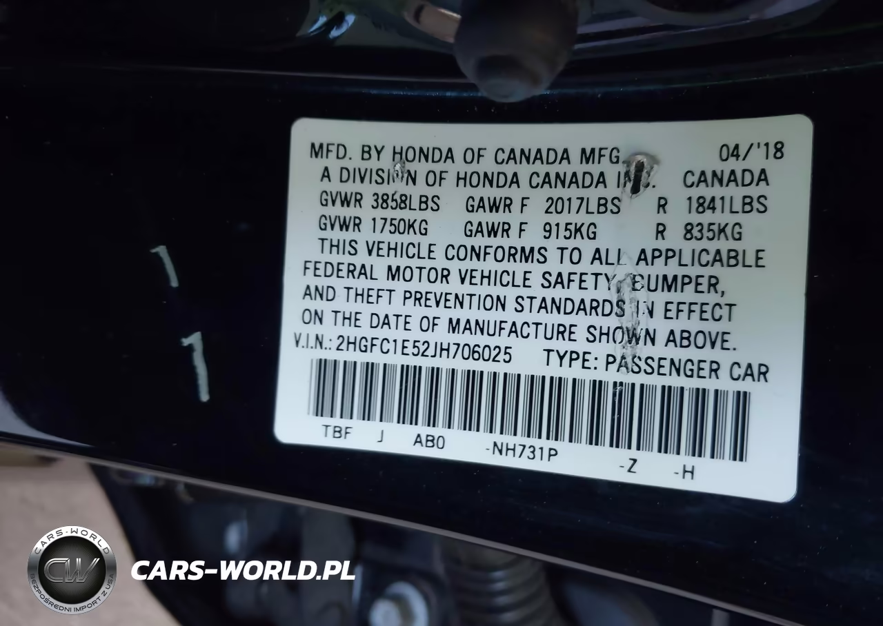 2018 Honda Civic Si VIN:2HGFC1E52JH706025 - 9