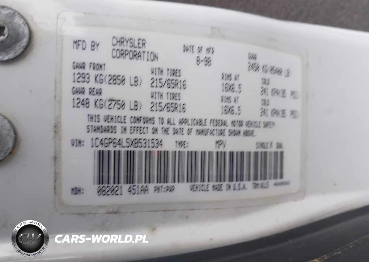 1999 Chrysler Town & Country Limited VIN:1C4GP64L5XB531534 - 9