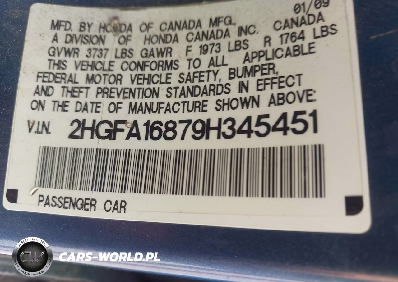 2009 Honda Civic Ex VIN:2HGFA16879H345451 - 9
