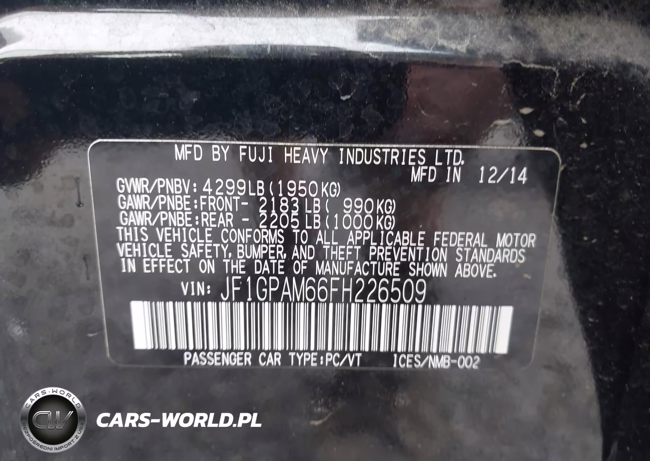 2015 Subaru Impreza 2.0I Limited VIN:JF1GPAM66FH226509 - 9