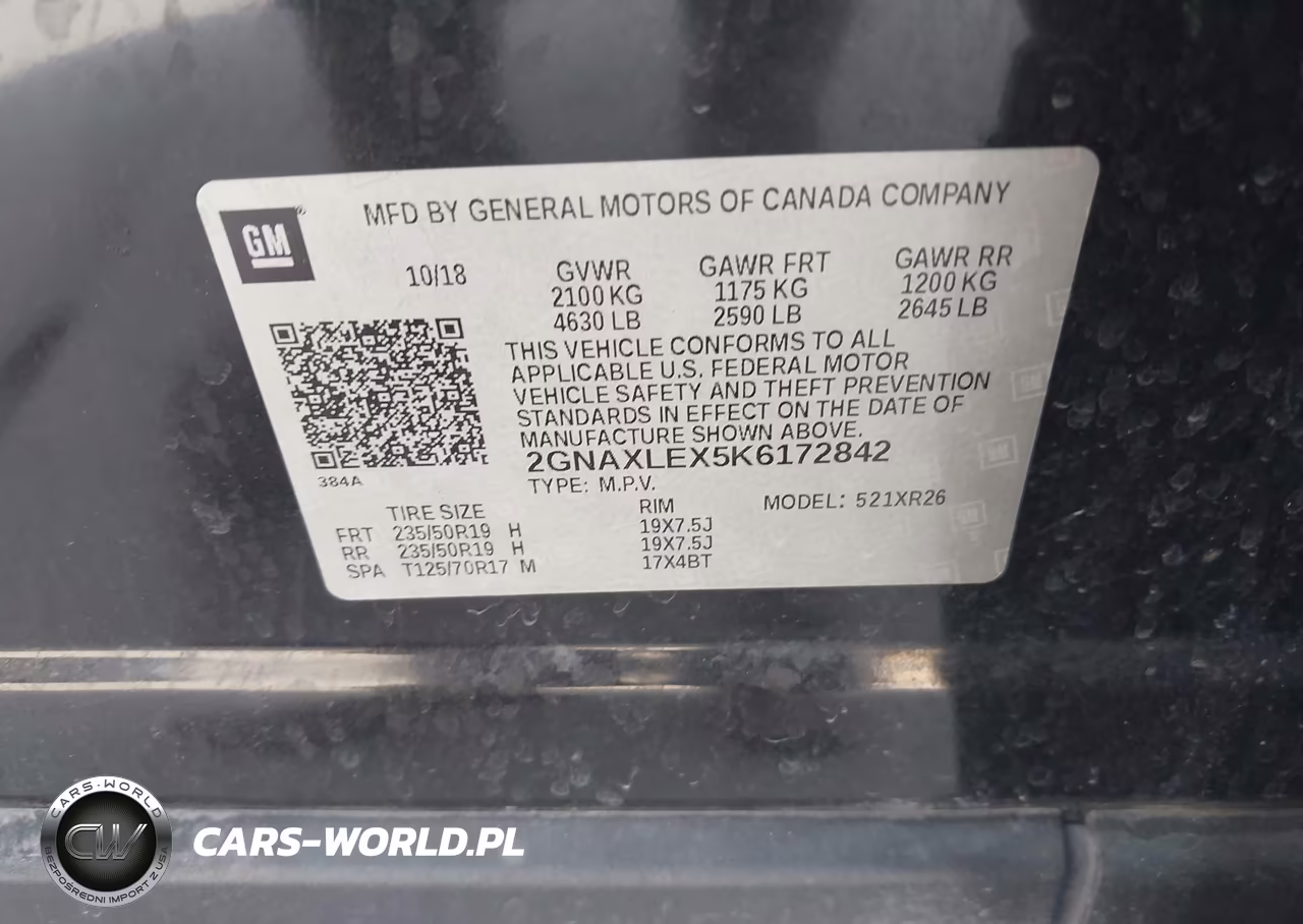 2019 Chevrolet Equinox Lt VIN:2GNAXLEX5K6172842 - 9