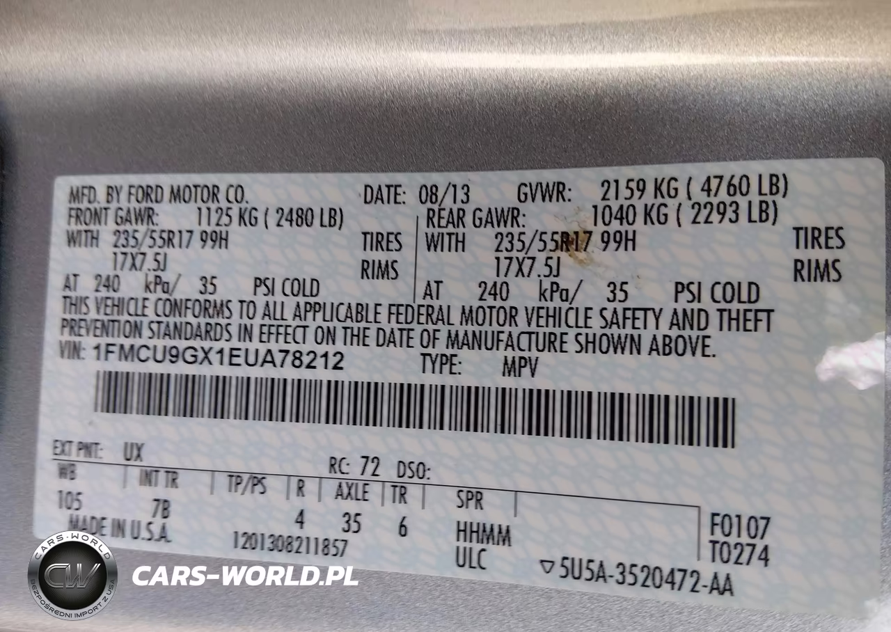 2014 Ford Escape Se VIN:1FMCU9GX1EUA78212 - 9