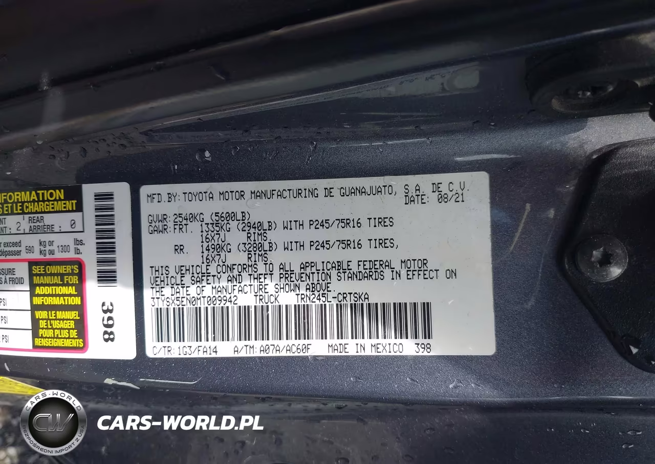 2021 Toyota Tacoma Sr VIN:3TYSX5EN0MT009942 - 9