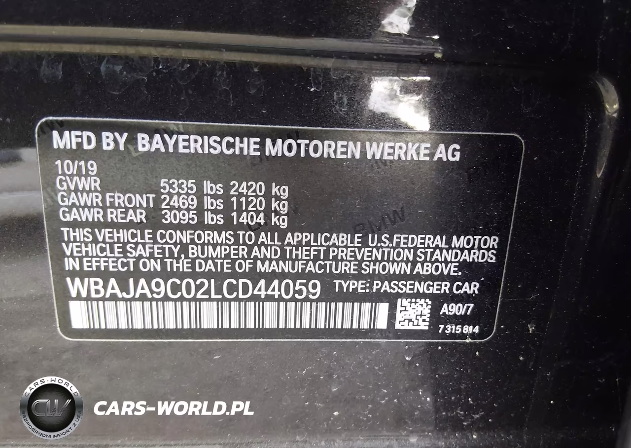 2020 BMW 5 Series 530E Iperformance VIN:WBAJA9C02LCD44059 - 9